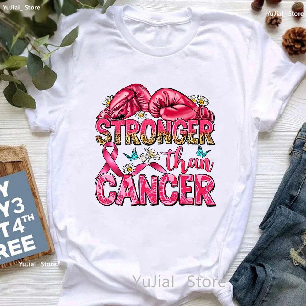 Women's Breast Cancer Awareness Printed Short Sleeve Teeshirts