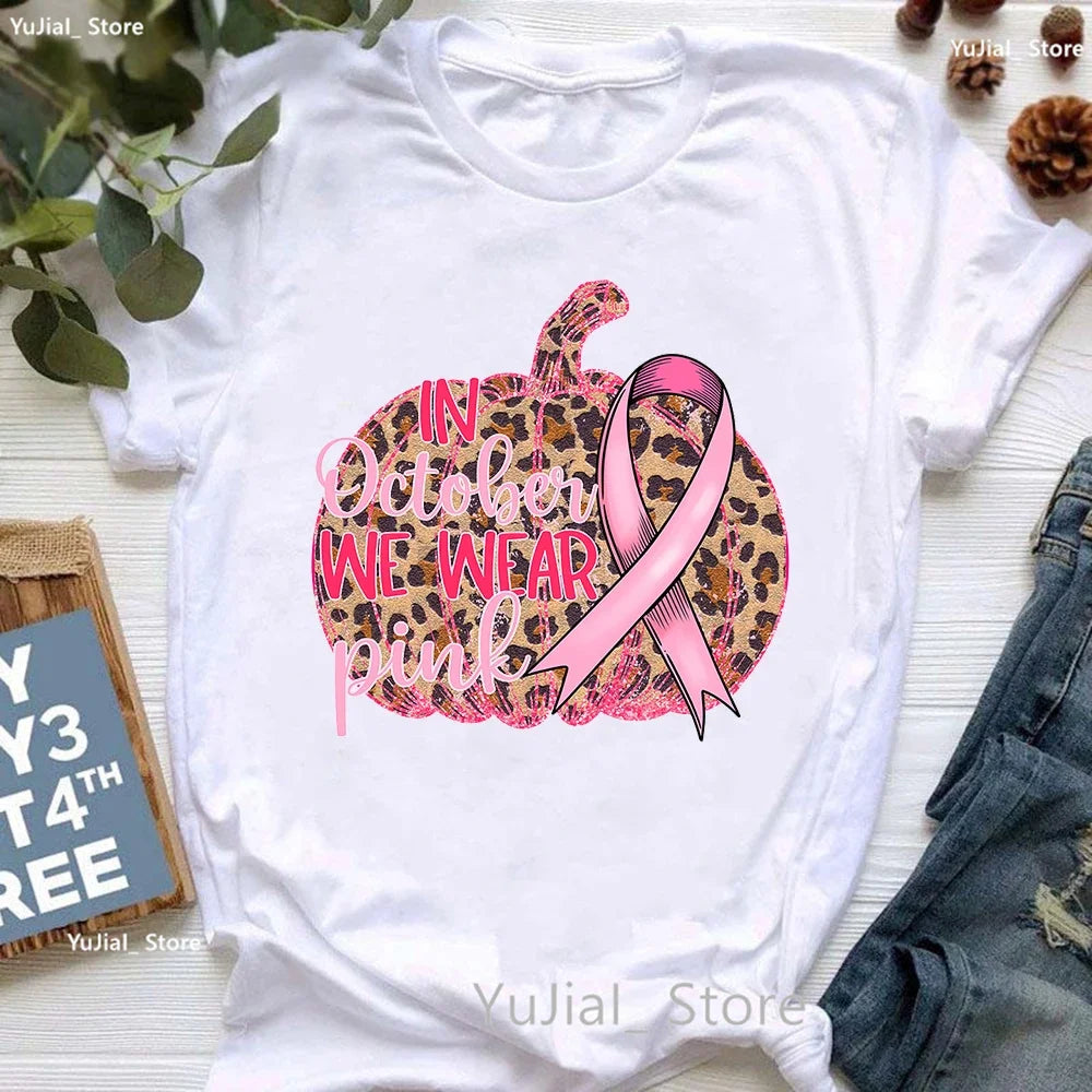 Women's Breast Cancer Awareness Printed Short Sleeve Teeshirts