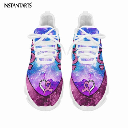 Breast Cancer Awareness Pink Ribbon Lightweight Lace-up Sneakers