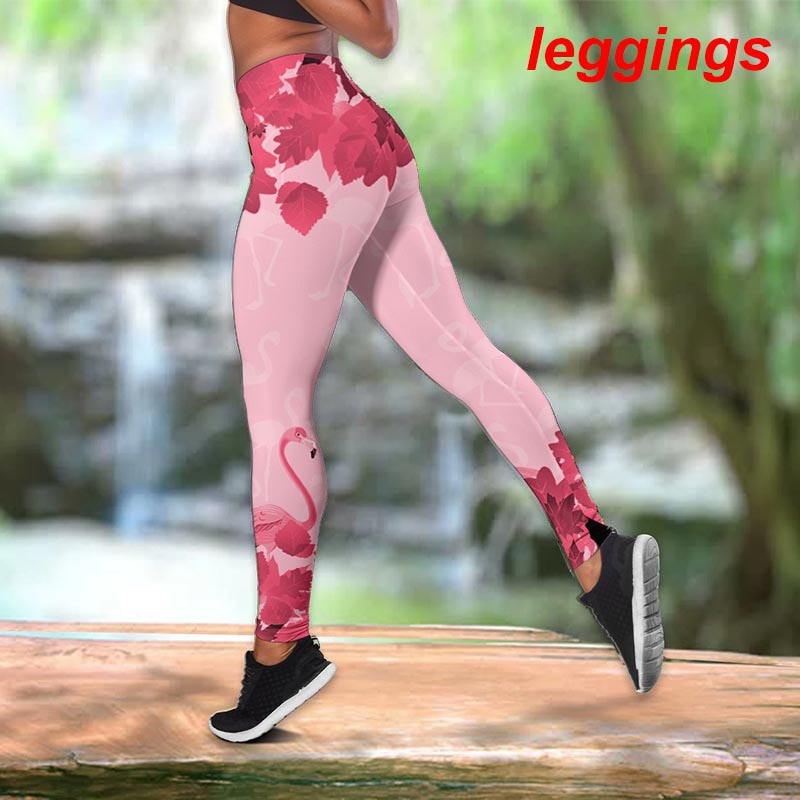 Women's  Pink Flamingo "We wear pink in October" Yoga Sets