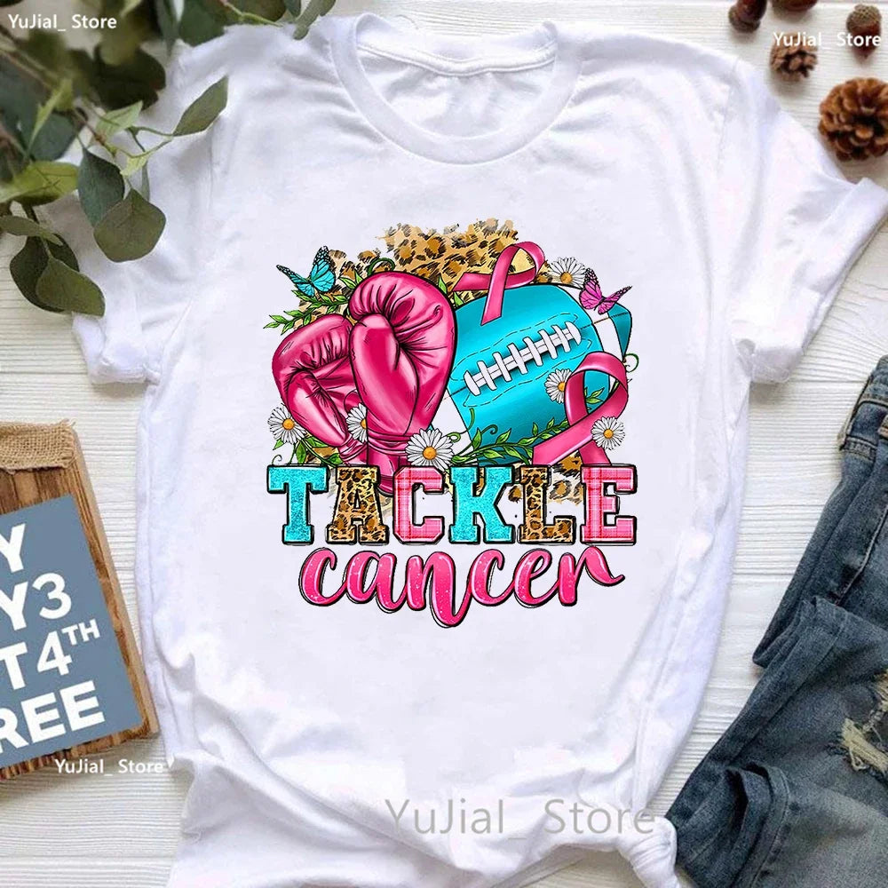 Women's Breast Cancer Awareness Printed Short Sleeve Teeshirts