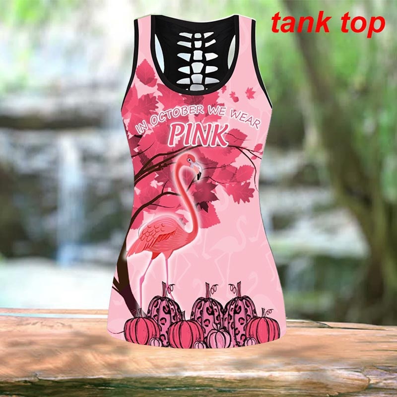 Women's  Pink Flamingo "We wear pink in October" Yoga Sets