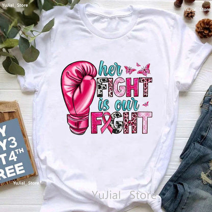 Women's Breast Cancer Awareness Printed Short Sleeve Teeshirts