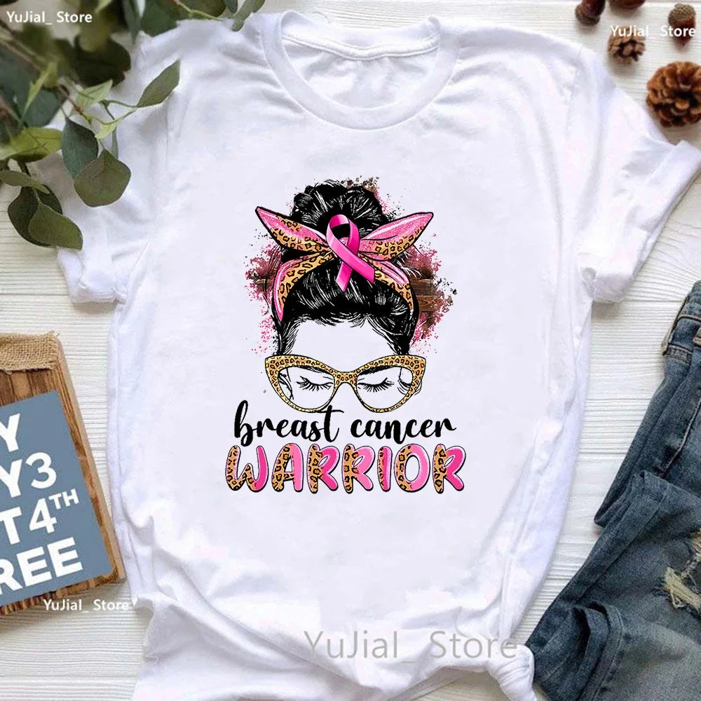 Women's Breast Cancer Awareness Printed Short Sleeve Teeshirts